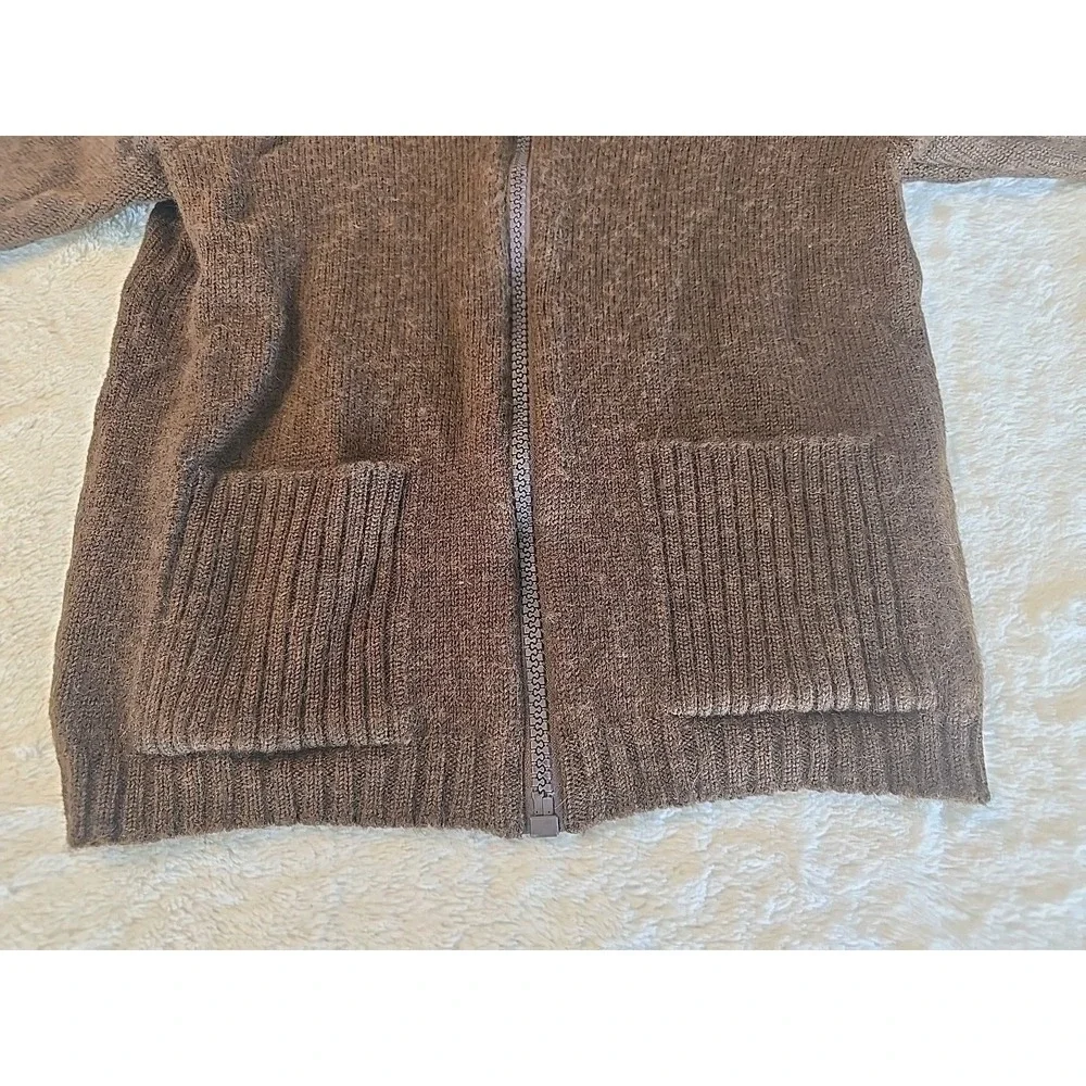 Ansett Pure New Wool Fullzip Cardigan Sweater Dark Brown‎ Tag Says 16 (Fits Med)